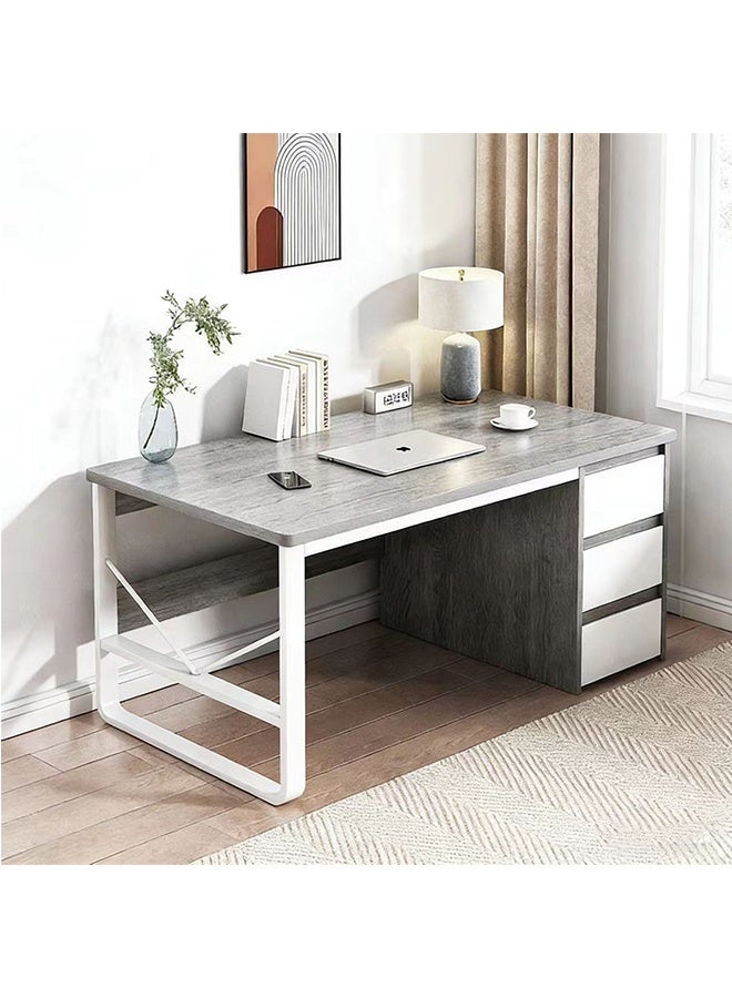 JCB CHIC Modern 100cm Computer Desk with 3 Drawers & Storage Shelf，Space-Saving Writing Desk With Storage Space Heavy Duty，Multifunctional  Sturdy Gaming Study table for Home Office - Image 1